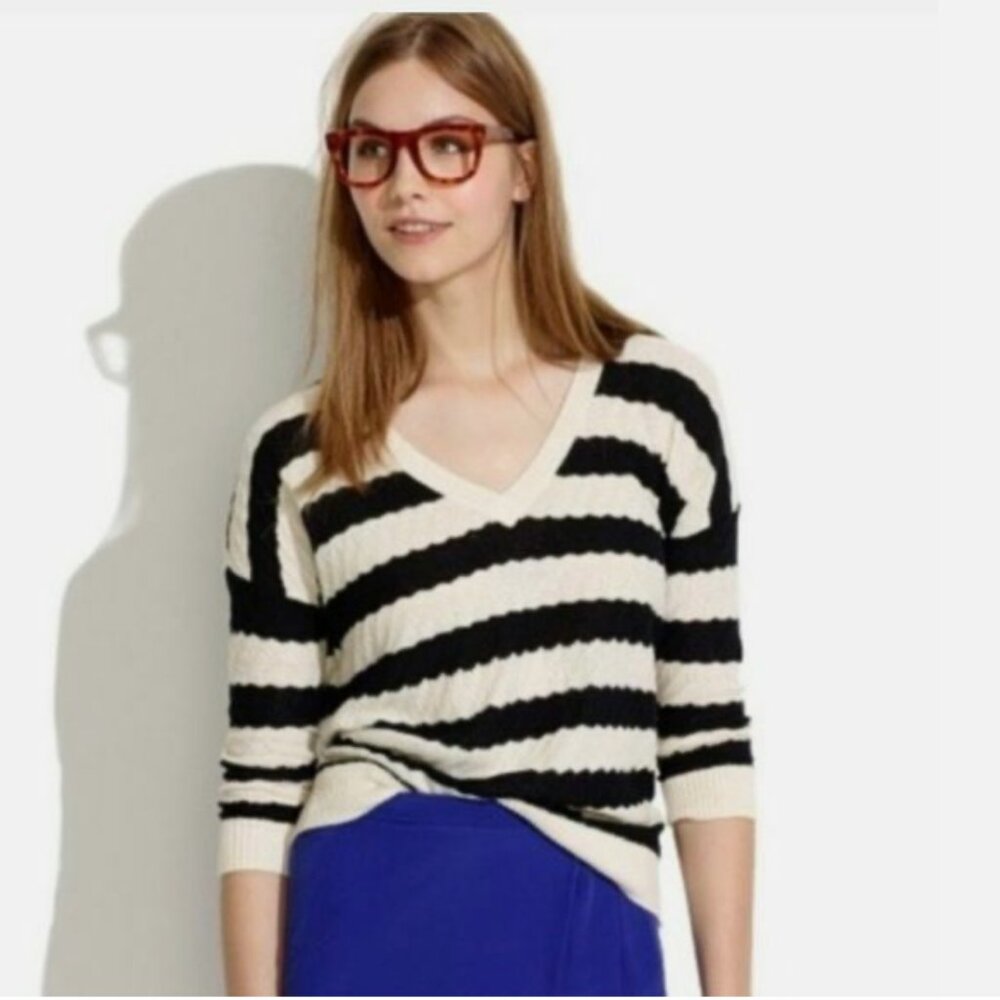 Madewell Lakeview Black & White Striped Knit‎ Sweater Top Size S